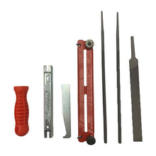 Load image into Gallery viewer, Chain Saw Sharpening Kit 3/16 files, pouch handle, guide 7 pieces 325